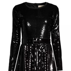 Michael Kors black sequins handkerchief dress